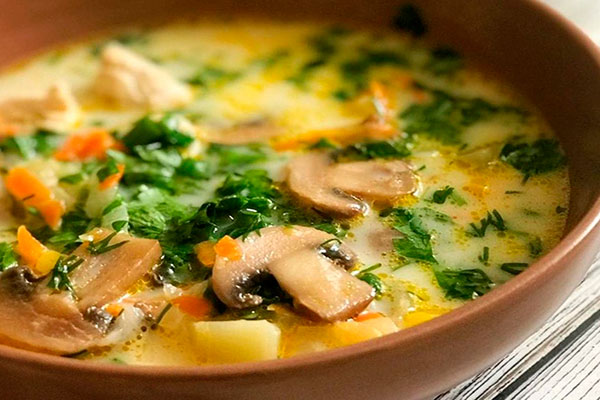 Диетический суп для похудения грибной 